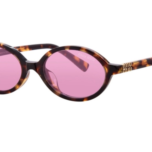 Miu Miu Tortoiseshell Oval Sunglasses with Pink Lenses - Picture 7 of 10